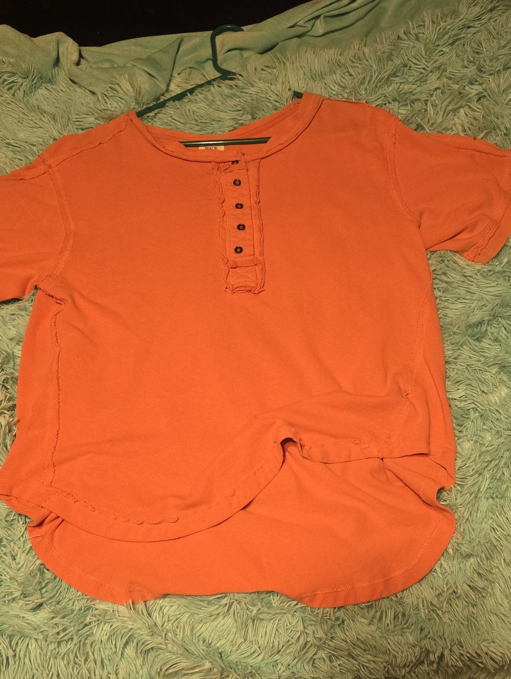 BKE Orange Short Sleeve Henley Tee for Ladies